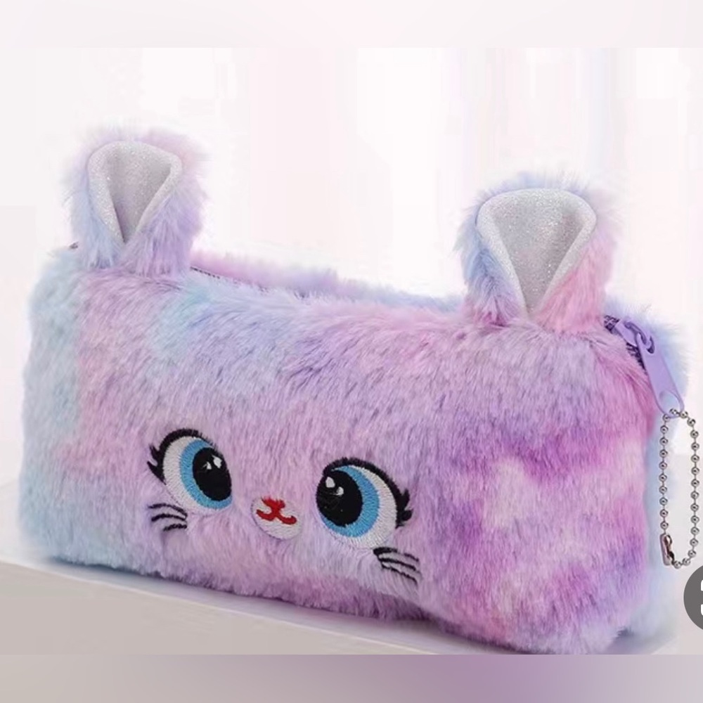 Cat Plush Pencil Case Plush Cosmetic Bag Travel